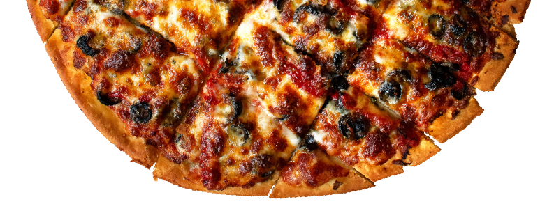 Vegetarian pizza with mushrooms and olives